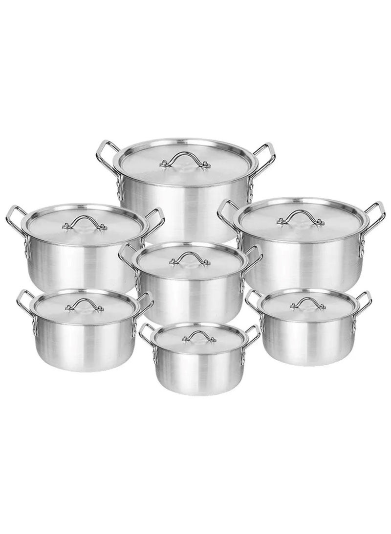 هويتك 7 قطع من الأواني مع غطاء أوعية ساخنة طقم أواني طهي من الألومنيوم طقم أواني طهي للمطبخ - Image 2