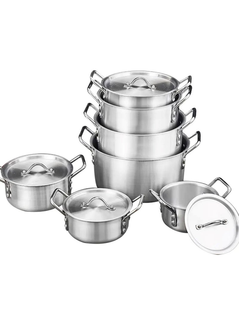 هويتك 7 قطع من الأواني مع غطاء أوعية ساخنة طقم أواني طهي من الألومنيوم طقم أواني طهي للمطبخ - Image 5