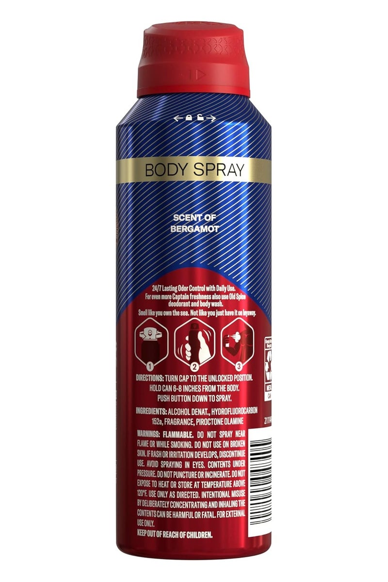 Old Spice Old Spice Aluminum Free Body Spray for Men, 24/7 Odor Protection, 24/7 Lasting Fragnance & Freshness, Cologne Quality Scent, Captain with Bergamont Scent,-144g/5.1fl.oz  - Image 2