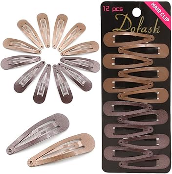 Dofash Snap hair clips metal grips 5cm2in basic hair accessories 12pcs Dark brown 6pcsLight brown 6pcs - Image 1