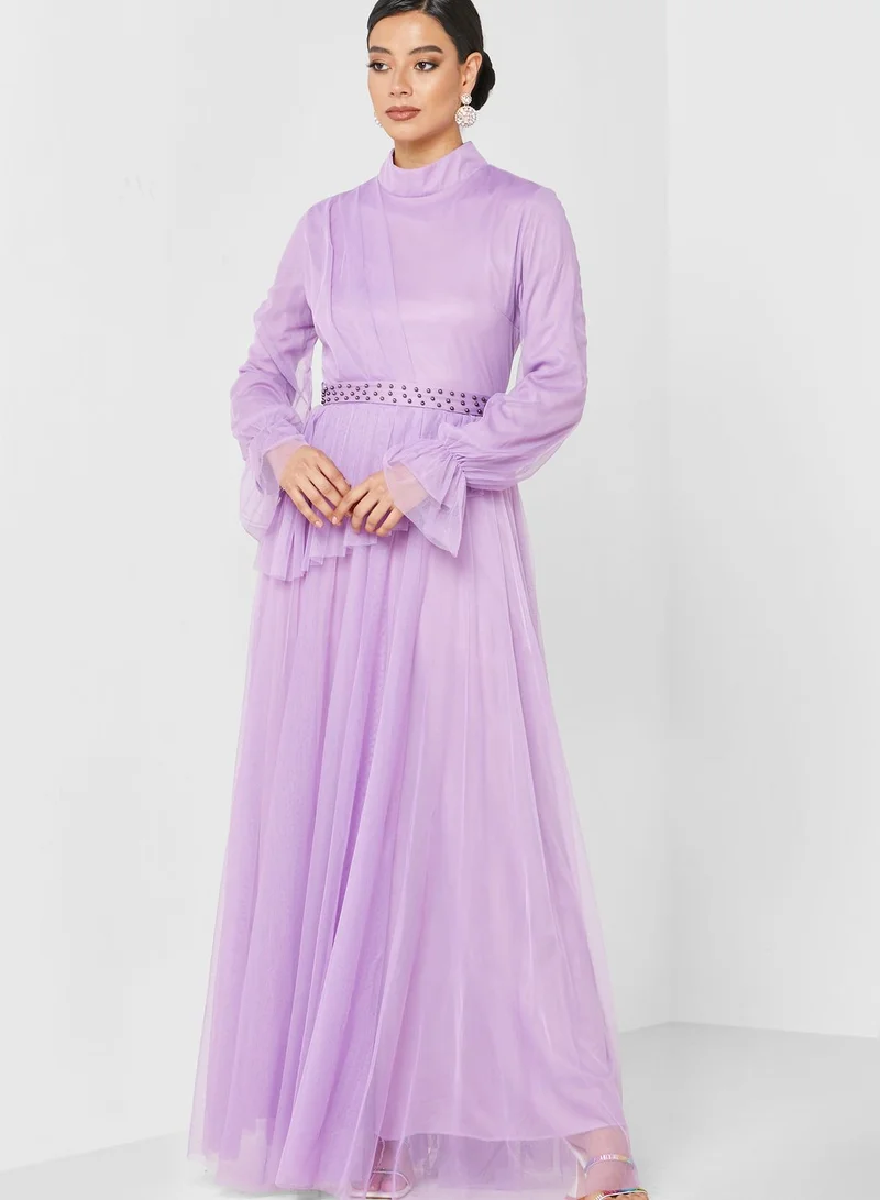Khizana Pleated Tulle Dress