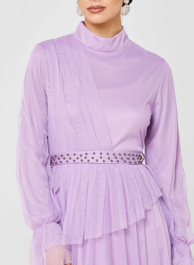 Khizana Pleated Tulle Dress