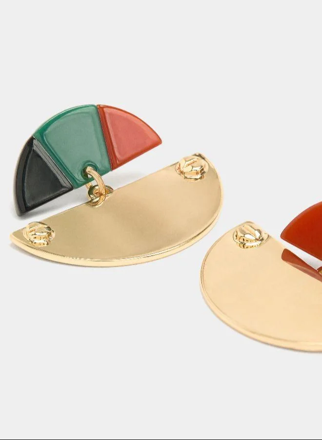 بارفوا أقراط نصف دائرة مع راتنج متعدد الألوان متعددة الألوان