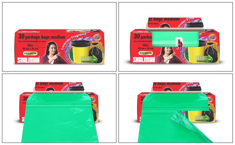 Shalimar Premium OXO Biodegradable Garbage Bag with Tie, 180 Bags, 43x50 cm, Green, Heavy Duty Leak Proof Lavender Scented Trash Bags for Home and Office Use - Image 4