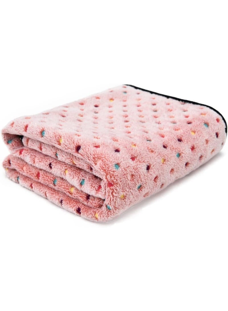 3 Pcs Soft Fleece Pet Blankets for Small Dogs and Cats, Warm Coral Velvet Puppy Sleep Mat, Lightweight Washable Kitten Throw Blanket for Crate, Bed, Sofa, 30 x 20.5 Inch, Pink Dot Pattern - Image 1