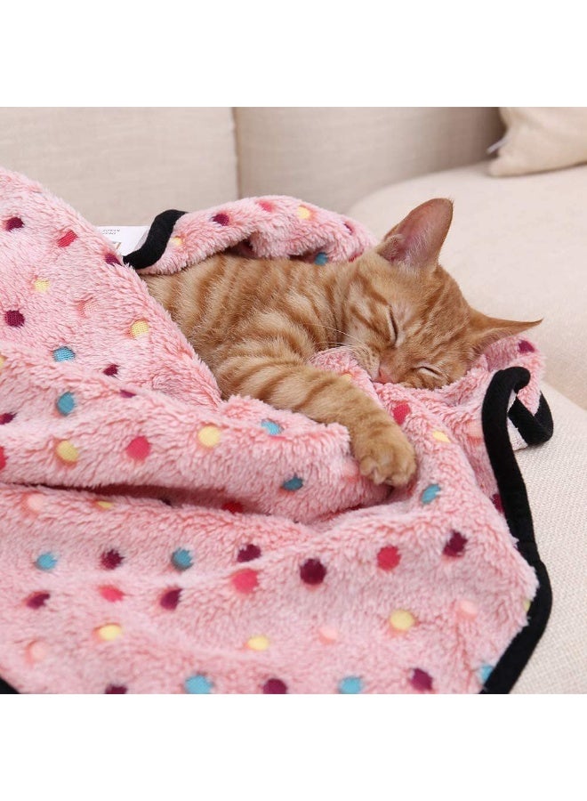 3 Pcs Soft Fleece Pet Blankets for Small Dogs and Cats, Warm Coral Velvet Puppy Sleep Mat, Lightweight Washable Kitten Throw Blanket for Crate, Bed, Sofa, 30 x 20.5 Inch, Pink Dot Pattern - Image 5