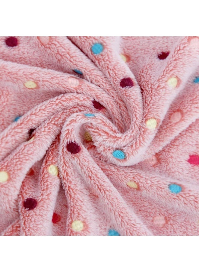 3 Pcs Soft Fleece Pet Blankets for Small Dogs and Cats, Warm Coral Velvet Puppy Sleep Mat, Lightweight Washable Kitten Throw Blanket for Crate, Bed, Sofa, 30 x 20.5 Inch, Pink Dot Pattern - Image 2