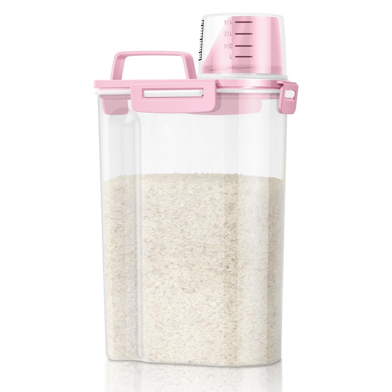 TBMax Rice Storage Container 5 Lbs, Small Airtight Dry Food Container for Flour Cereal Pasta Kitchen Pantry Organization -Red - Image 1