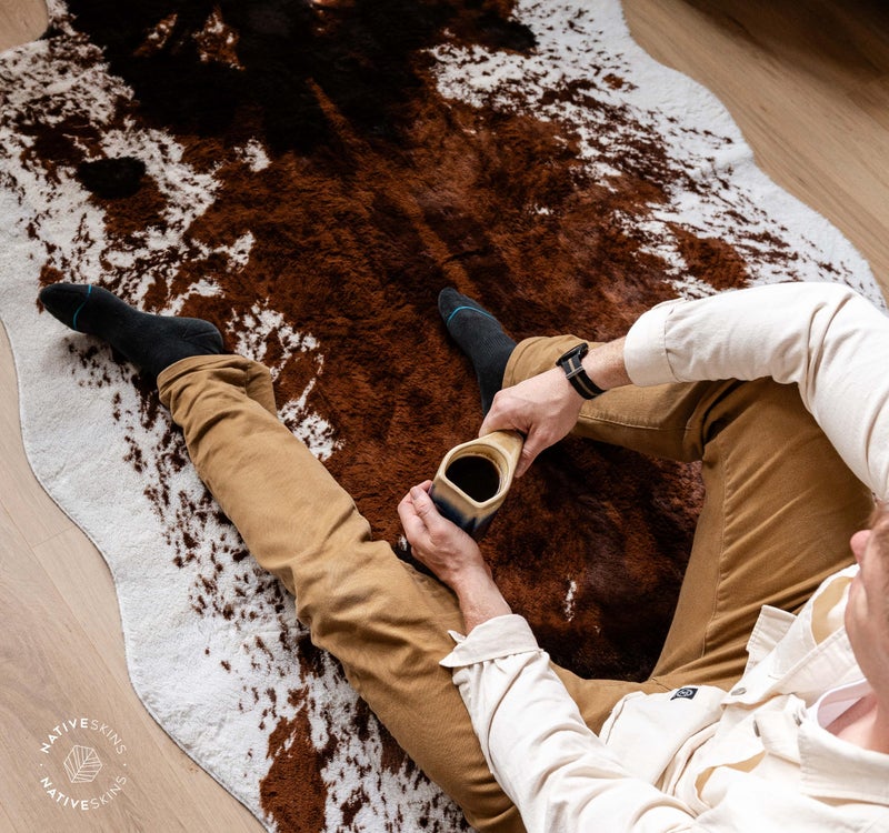 NativeSkins Faux Cowhide Rug – Original Brown (Large) | 4'7" x 6'7" | Triple-Layer Support | Ultra-Soft Pile | Hand-Cut, Faux Suede No-Slip Backing | Western Rug | Cow Hide Animal Print - Image 5