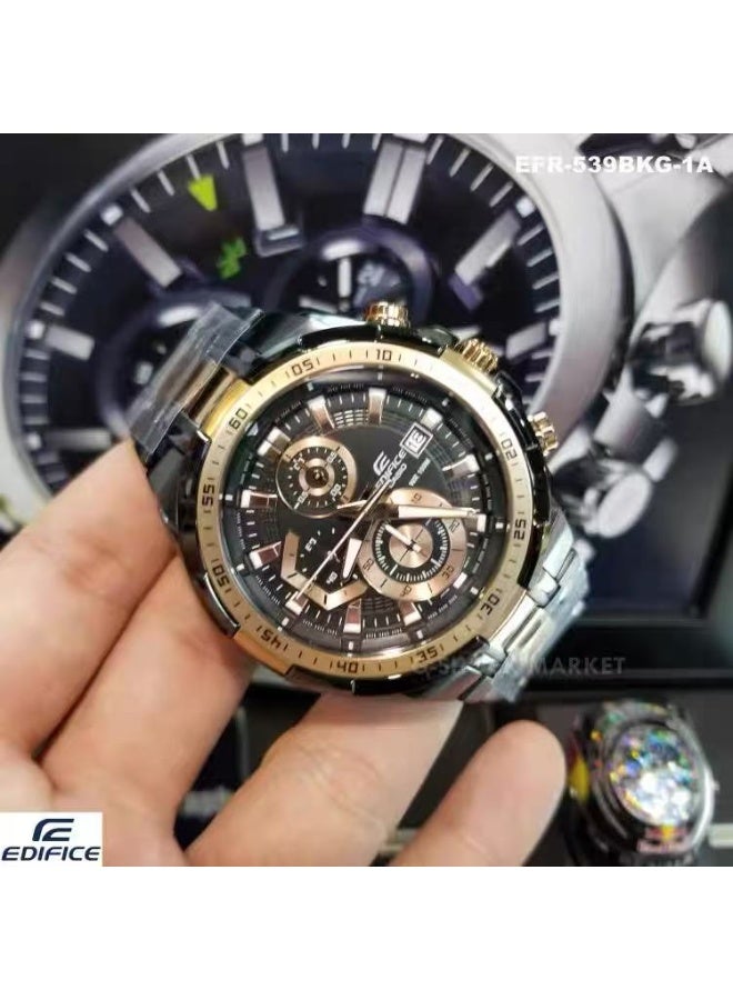 CASIO Men's Stainless Steel Chronograph Watch EFR-539BKG-1AVUDF - Image 4