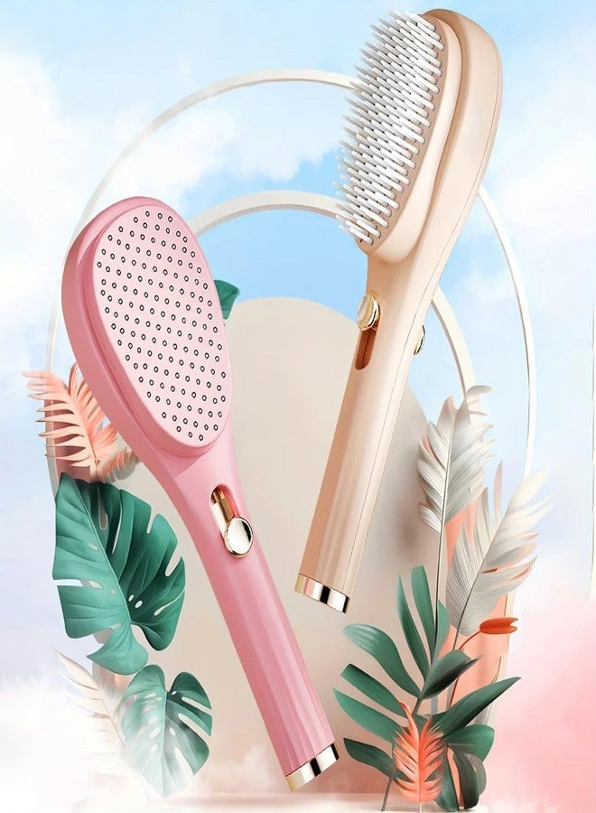 BELARO (pack of 2) Self-Cleaning Anti-Static Massage Comb, Self Cleaning Hair Brush, Massage Comb For Hair, Retractable Rotary Lift Self-Cleaning Comb, Women's Hair Styling Tool (multicolor) - Image 1
