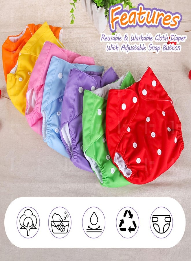 Flere Reusable Baby Cotton Cloth Diapers - Adjustable & Washable with Insert Pads for 0-3 Years | Soft, Waterproof & Eco-Friendly (Multicolor, Pack of 4) - Image 3
