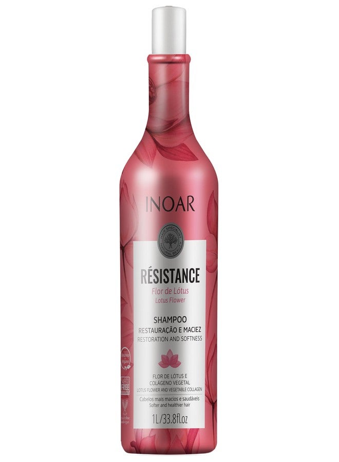 Inoar Résistance Flor de Lotus Shampoo with Lotus Flower Extract & Plant-Based Collagen for Hair Strengthening & Shine, 33.8 fl.oz - Image 1
