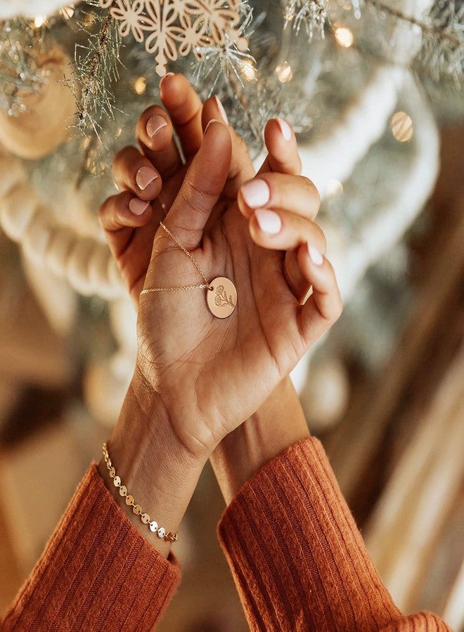 ميفيكو قلادة زهرة الميلاد من ميفيكو، مصنوعة من الذهب عيار 18 قيراطًا، قلادة زهور مخصصة، قرص زهرة شهر الميلاد الرقيق، قلادة منقوشة يدويًا، مجوهرات شخصية، هدية عيد ميلاد - Image 4