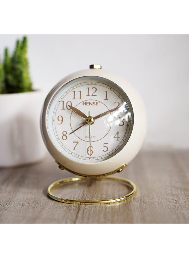 Hense Creative Fashion Mini Alarm Clock For Students, Children'S Bedside Alarm Clock Desk Clock Ha08 In Rice White - Image 2
