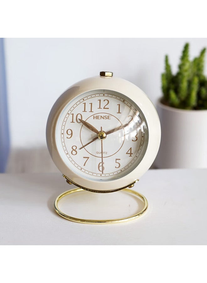 Hense Creative Fashion Mini Alarm Clock For Students, Children'S Bedside Alarm Clock Desk Clock Ha08 In Rice White - Image 3