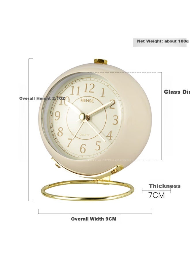 Hense Creative Fashion Mini Alarm Clock For Students, Children'S Bedside Alarm Clock Desk Clock Ha08 In Rice White - Image 4