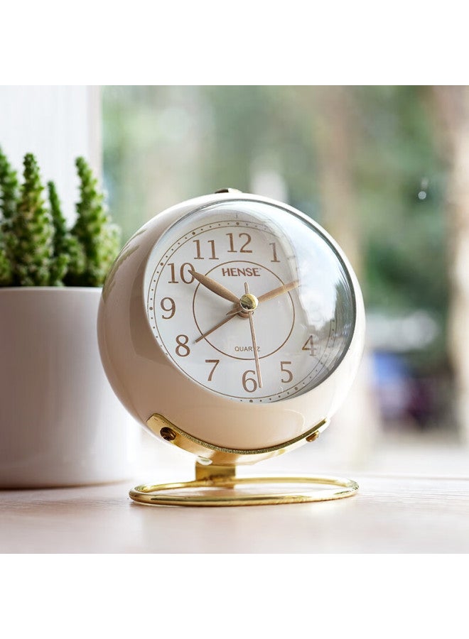 Hense Creative Fashion Mini Alarm Clock For Students, Children'S Bedside Alarm Clock Desk Clock Ha08 In Rice White - Image 1