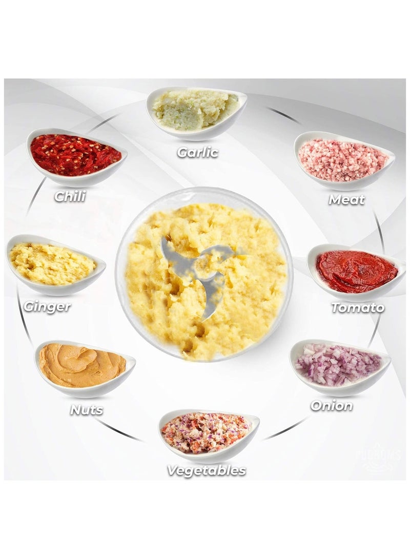 دوتس مفرمة كهربائية من دوتس 0.5 لتر 500 واط وخلاط للخضروات، مفتاح سرعة مزدوج، شفرة من الفولاذ المقاوم للصدأ، سهلة التركيب والتنظيف، أبيض - Image 4