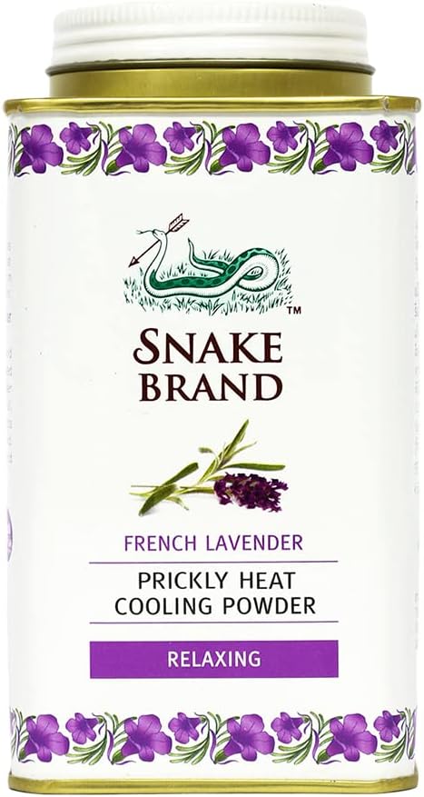 SNAKE BRAND Prickly Heat Cooling Body Powder 140g Relaxing Lavender Pack of 1