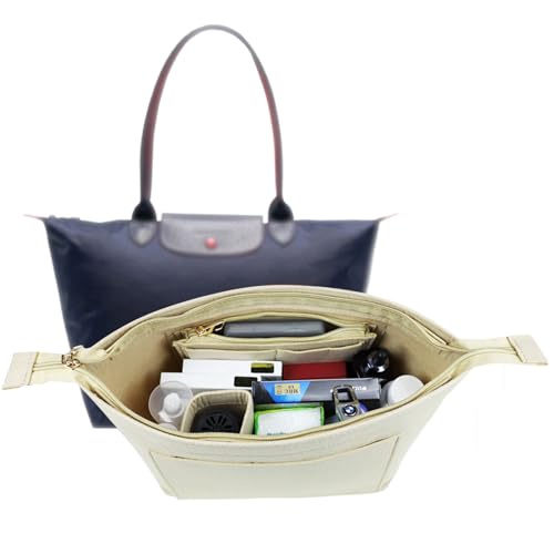 Lckaey Purse Organizer Insert for Longchamp Le Pliage Handbags Insert Felt Organizer1014beige-M - Image 1