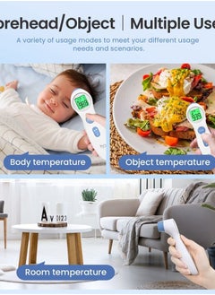 Forehead Thermometer for Adults and Kids, Digital Infrared Thermometer for Home with Fever Alarm, FSA HSA Eligible,1s Reading and 3-Color Indicator, No-Touch, Accurate