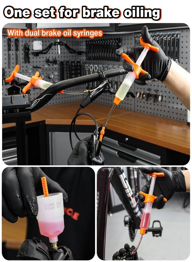 LEBYCLE Brake Bleed Kit for Shimano & SRAM, Hydraulic Bike Brake Bleeding Tool Kit for MTB & Road Bikes, Includes 10 Brass Connectors, Visual Oil Cup & Storage Base - Image 2