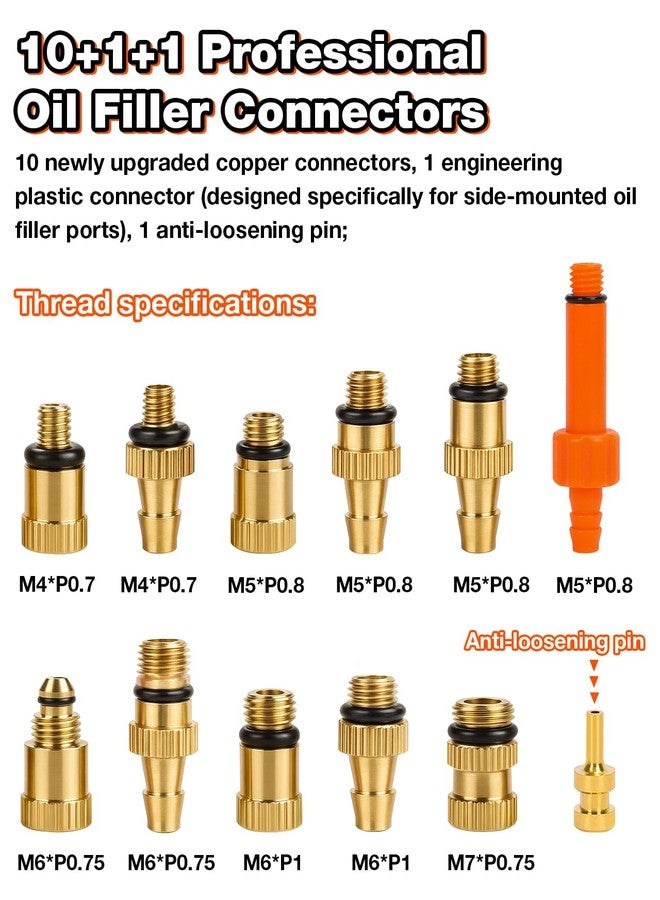 LEBYCLE Brake Bleed Kit for Shimano & SRAM, Hydraulic Bike Brake Bleeding Tool Kit for MTB & Road Bikes, Includes 10 Brass Connectors, Visual Oil Cup & Storage Base - Image 3