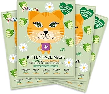 7th Heaven Kitten Face Mask Gift Set 4 Childrens Face Masks Suitable For Sensitive Skin For Children Age 8 Cruelty Free Genuine 7th Heaven Face Masks Skincare - Image 1