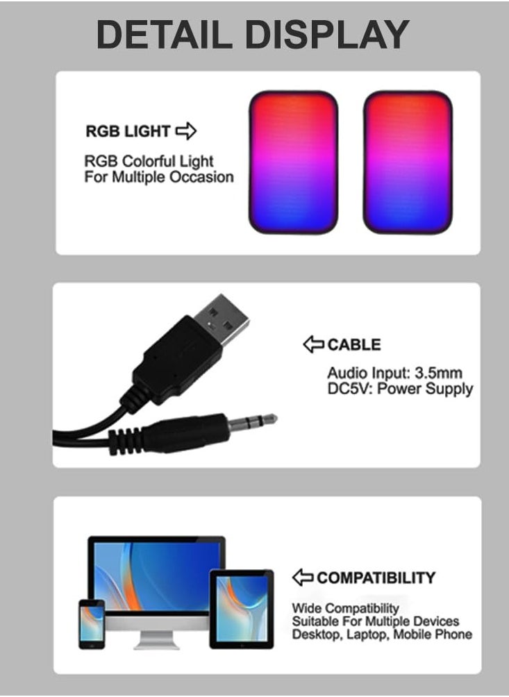 فاستر مكبرات صوت كمبيوتر تعمل بمنفذ USB FS-71 مع مصابيح LED RGB - مدخل AUX 3.5 مم، صوت ستيريو متعدد الوسائط للألعاب والكمبيوتر الشخصي وسطح المكتب والكمبيوتر المحمول والأجهزة المحمولة - خرج قوي وصوت عميق وغني  - Image 2