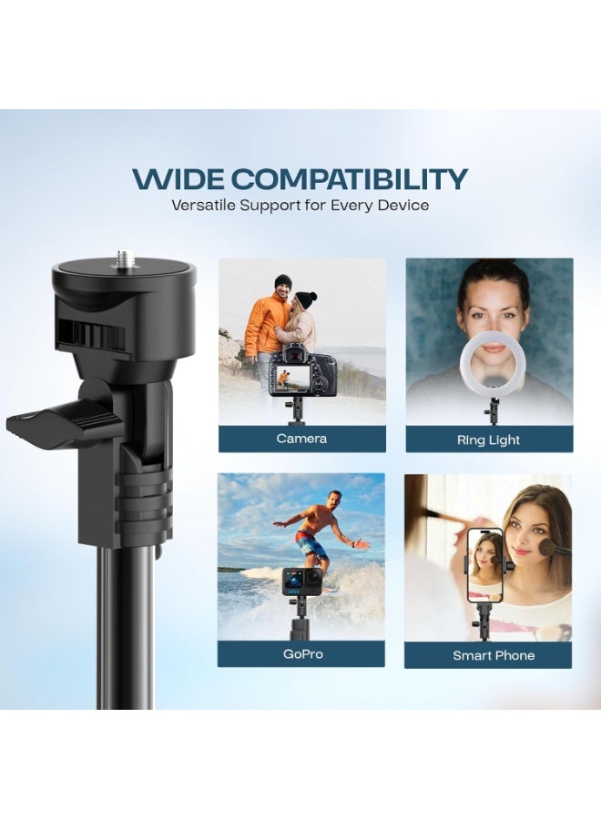 67" Aluminium Tripod with Bluetooth Remote – Mobile & Camera Stand for Ring Light, Video Recording, Streaming, and Content Creation - Image 3