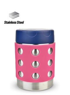 LunchBots LunchBots Thermal 12 oz Triple Insulated Thermos - Hot 6 Hours or Cold 12 Hours - Leak Proof Thermos Soup Jar - All Stainless Interior - Navy Lid - Pink Dots  - Image 1
