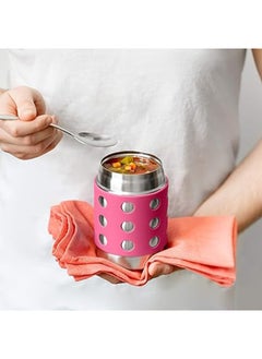 LunchBots LunchBots Thermal 12 oz Triple Insulated Thermos - Hot 6 Hours or Cold 12 Hours - Leak Proof Thermos Soup Jar - All Stainless Interior - Navy Lid - Pink Dots  - Image 2
