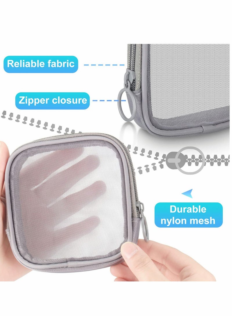Excefore Mesh Makeup Bag, 4Pcs Clear Toiletry Pouch with Zipper Mini Portable Cosmetic Travel Purse Bag for Daily Toiletries Accessories(Gray) - Image 2
