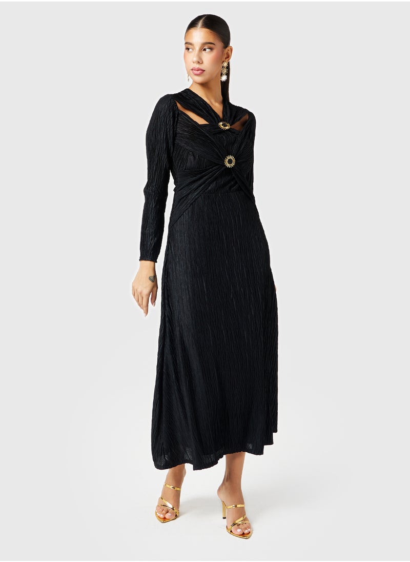 Threadz by Ajooni - Criss Cross Double Knotted Pleated Dress - Image 1