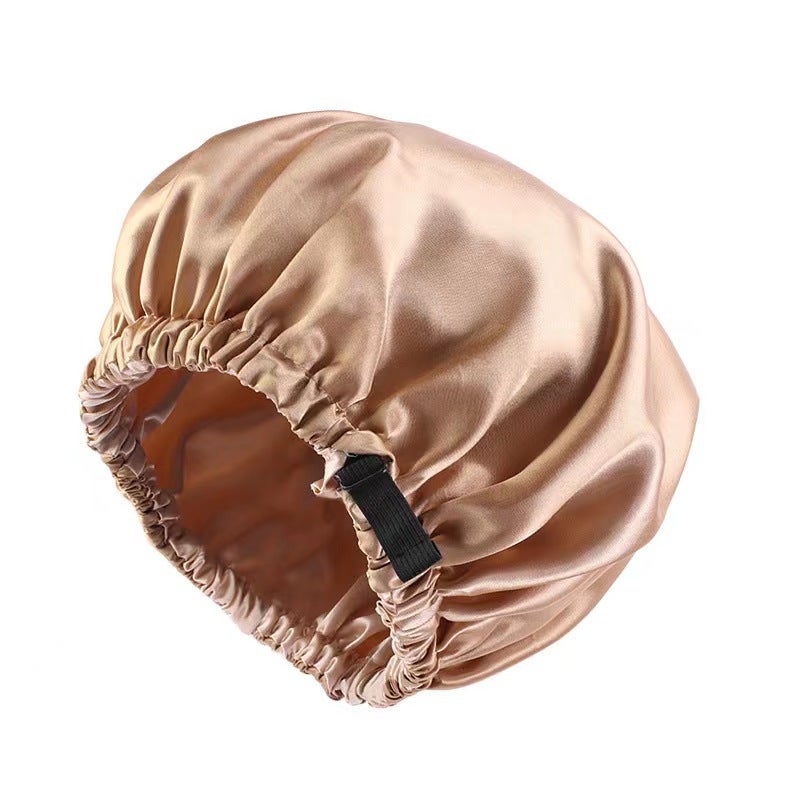 Adjustable Double Layer Satin Sleep Cap peacock green - Image 2