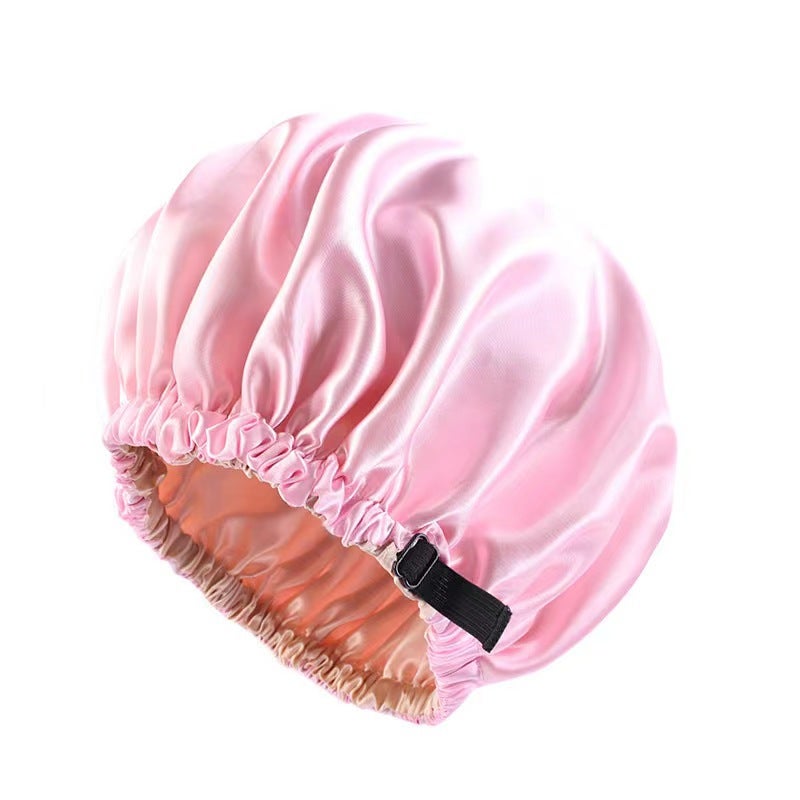 Adjustable Double Layer Satin Sleep Cap peacock green - Image 4