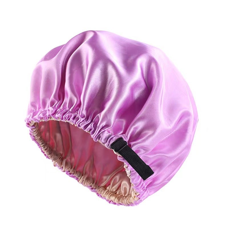 Adjustable Double Layer Satin Sleep Cap peacock green - Image 5