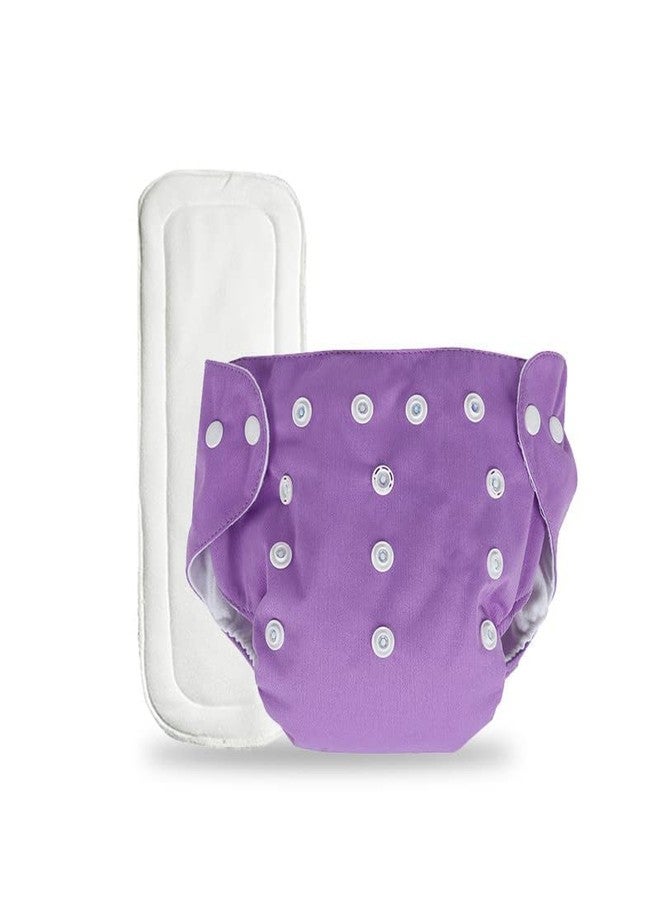 First Trend Cloth Diaper- Reusable, Washable and Adjustable Snap Buttons Cloth Diaper For Babies (0-36 Months Newborn) With Wet-Free Insert Pads (Purple) - Image 1