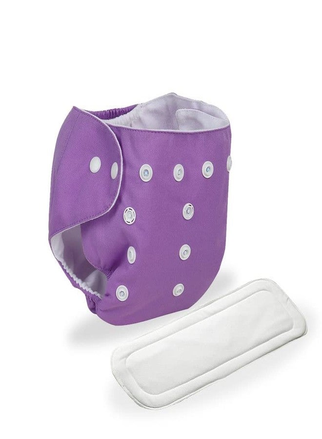 First Trend Cloth Diaper- Reusable, Washable and Adjustable Snap Buttons Cloth Diaper For Babies (0-36 Months Newborn) With Wet-Free Insert Pads (Purple) - Image 2