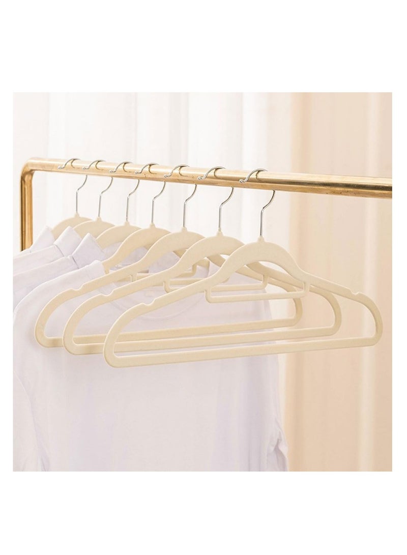 ECVV ECVV® Velvet Hangers 50 Pack, 360 Degree Rotatable Hook, Non-Slip Flocking Clothes Hanger, Closet Organizer Space Saving Heavy Duty Coat Hangers-45CM Beige - Image 2