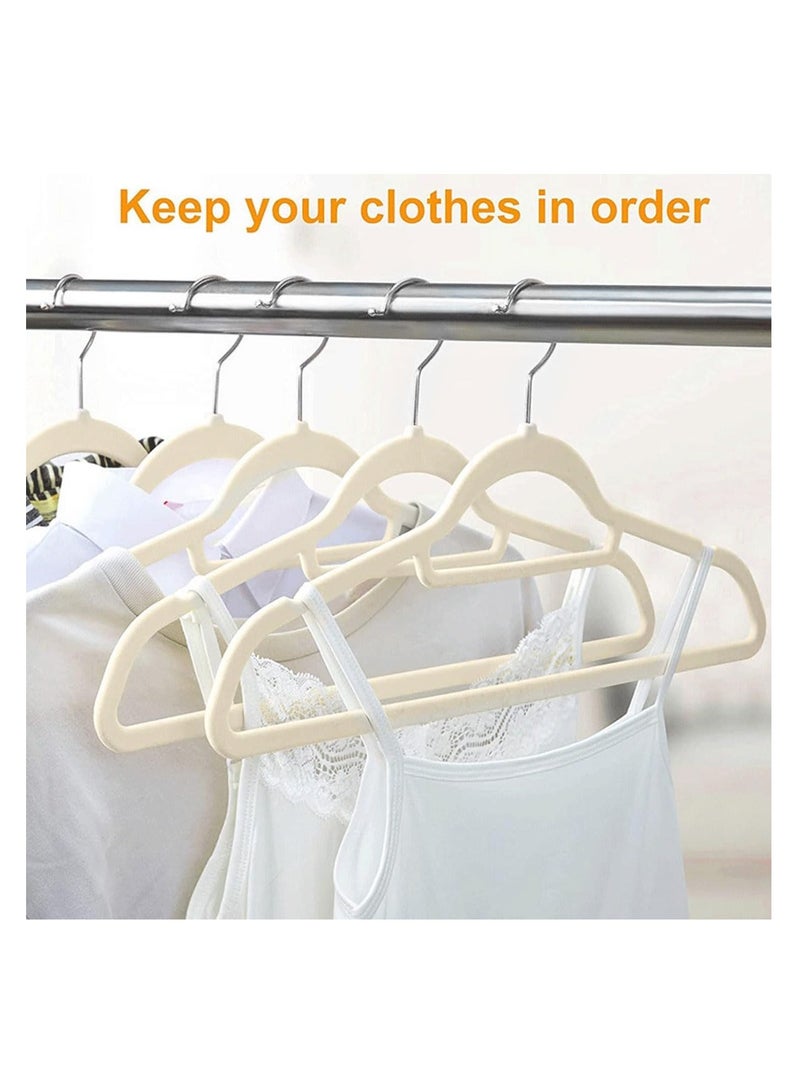 ECVV ECVV® Velvet Hangers 50 Pack, 360 Degree Rotatable Hook, Non-Slip Flocking Clothes Hanger, Closet Organizer Space Saving Heavy Duty Coat Hangers-45CM Beige - Image 5