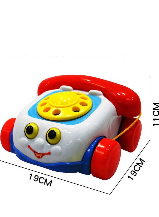 Toddler Pull Toy Chatter Telephone Pretend Phone with Rotary Dial and Wheels, Smart Phone Toys  Learning Toy - Image 2