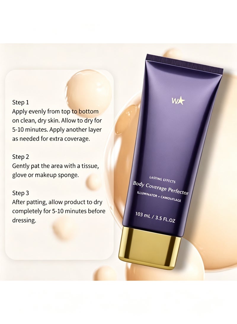 Westmore Beauty Body Coverage Perfector - 3.5 Oz/103ml Waterproof Leg & Body Makeup, Covers Tattoos, Veins & Scars, Non-Transfer Formula (Natural Radiance)​ - Image 2