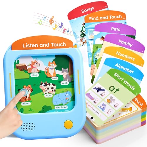 JoyCat Kids Learning Tablet 156 Pages TaptoRead Flash Cards with 20 Listen Find Games Montessori Toy for Alphabet Phonics Words Simple Math Colors Shapes Songs Autism Gifts Ages 26 - Image 1