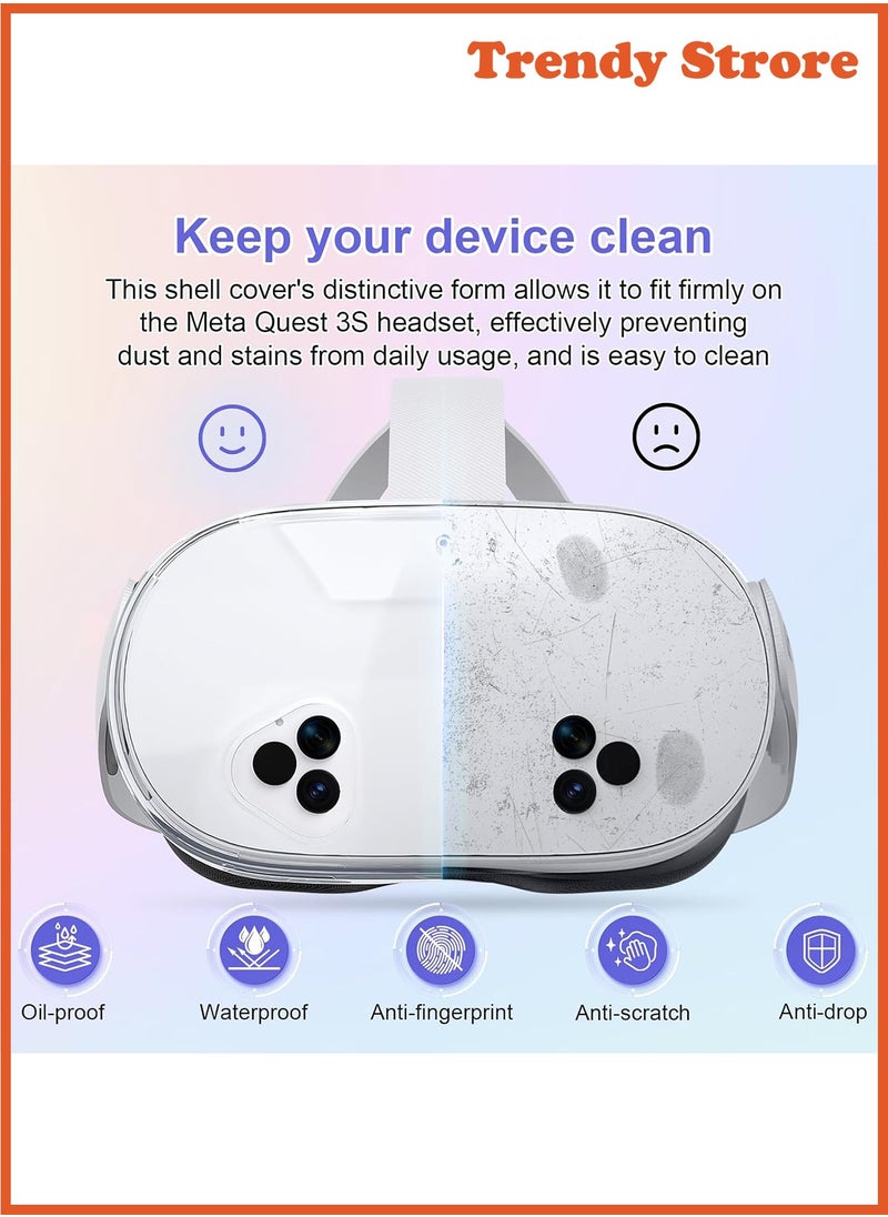 AOLION For Meta Quest 3S Accessories, TPU Protective Shell Cover Compatible with Oculus Quest 3S, VR Accessories Included Transparent Shell Cover, Lens Cover, Joystick Caps  - Image 2