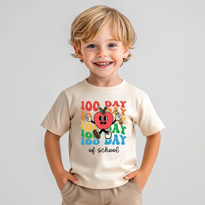 cheerilulu Toddler 100 Day of School Shirt for Boys Kid Grils, My Happy 100th Day of School T Shirt, Cotton Blend, Funny Design :4-7T - Image 4