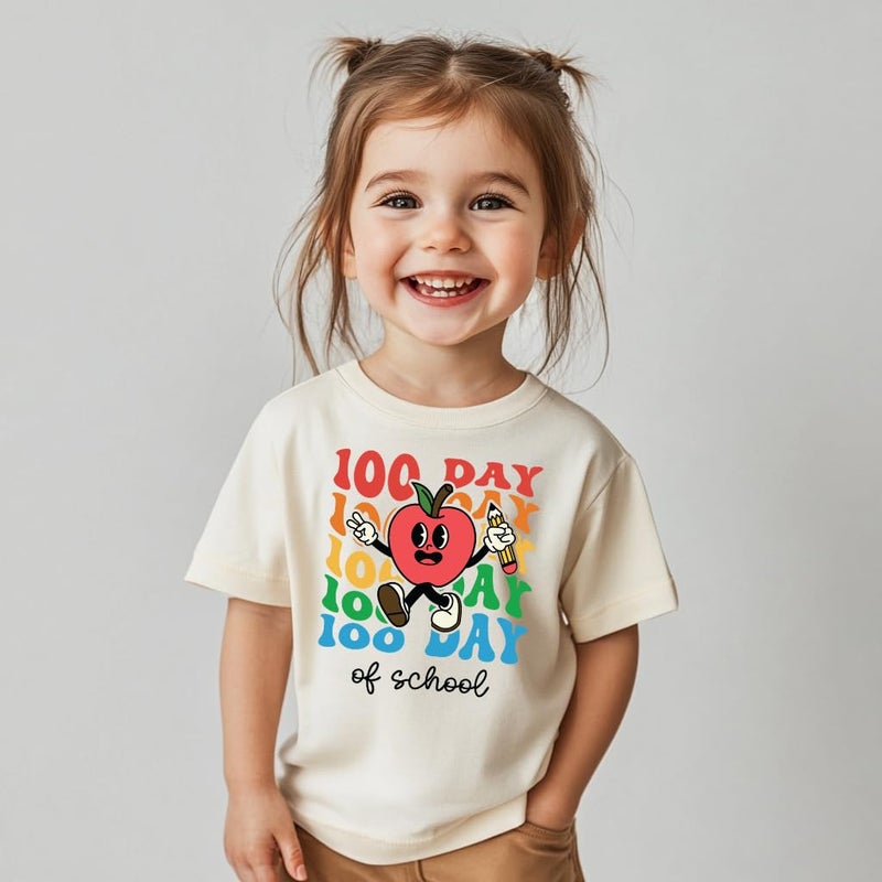 cheerilulu Toddler 100 Day of School Shirt for Boys Kid Grils, My Happy 100th Day of School T Shirt, Cotton Blend, Funny Design :4-7T - Image 2