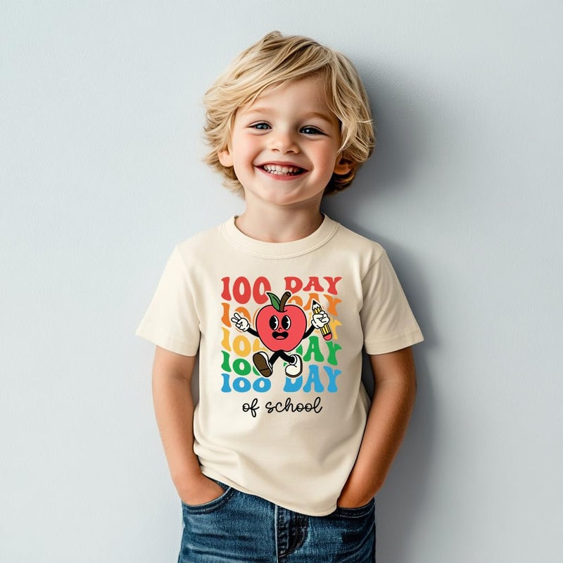 cheerilulu Toddler 100 Day of School Shirt for Boys Kid Grils, My Happy 100th Day of School T Shirt, Cotton Blend, Funny Design :4-7T - Image 5