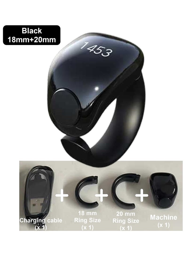 Fashion Prayer Smart Ring, Lucky Ring, Smart Tasbih Beads Ring, Watch Ring, with Prayer Counters, 5 Prayer Time Reminders, Prayer Direction Indicator Guide, Large Battery, OLED Display, Azan Alarm C - Image 2